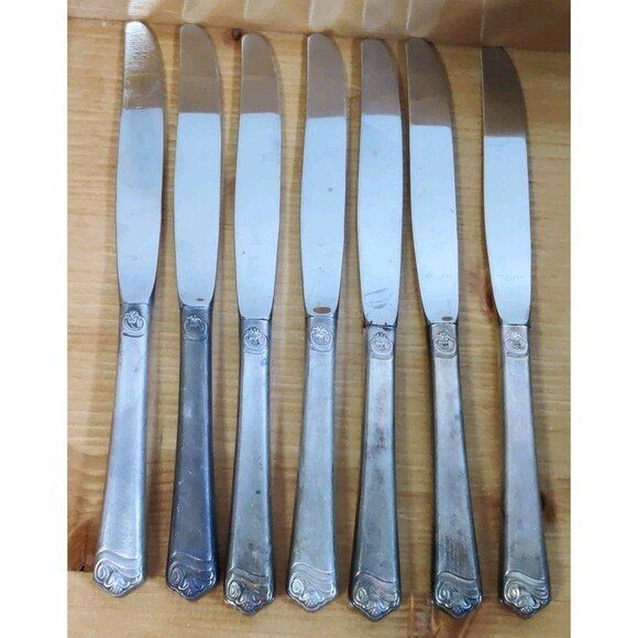 Lot Of 7 Vtg Holmes & Edwards Inlaid IS DS “Bright Future” 1954 Butter Knives - Picture 3 of 6